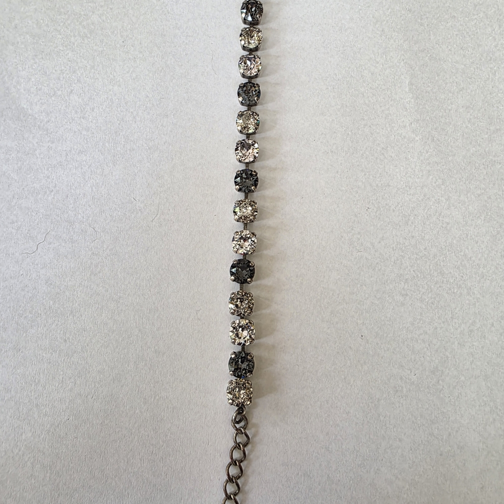 Chic Silver and Black Stone Bracelet